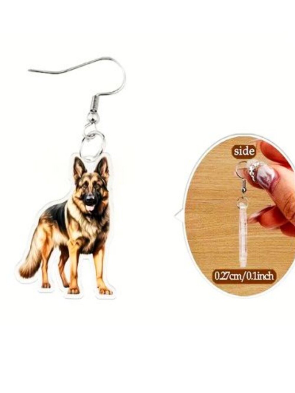 [NEW] WOMEN'S GERMAN SHEPARD ACRYLIC DOG EARRINGS METAL DANGLE JEWELRY